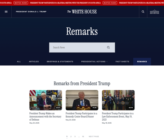 白宫官网“大清洗”：特朗普讲话不留文稿，仅留视频