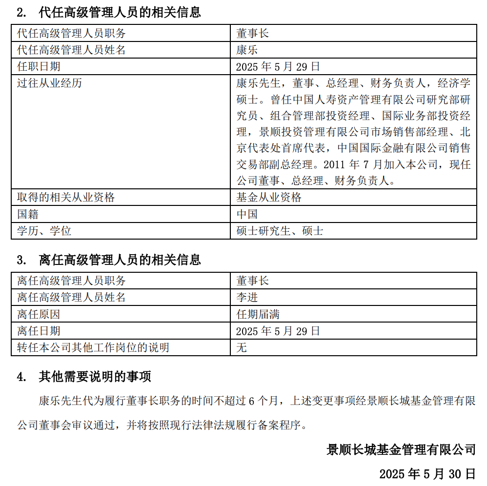 景顺长城董事长“突然”离任，公司进入“多事的季节”