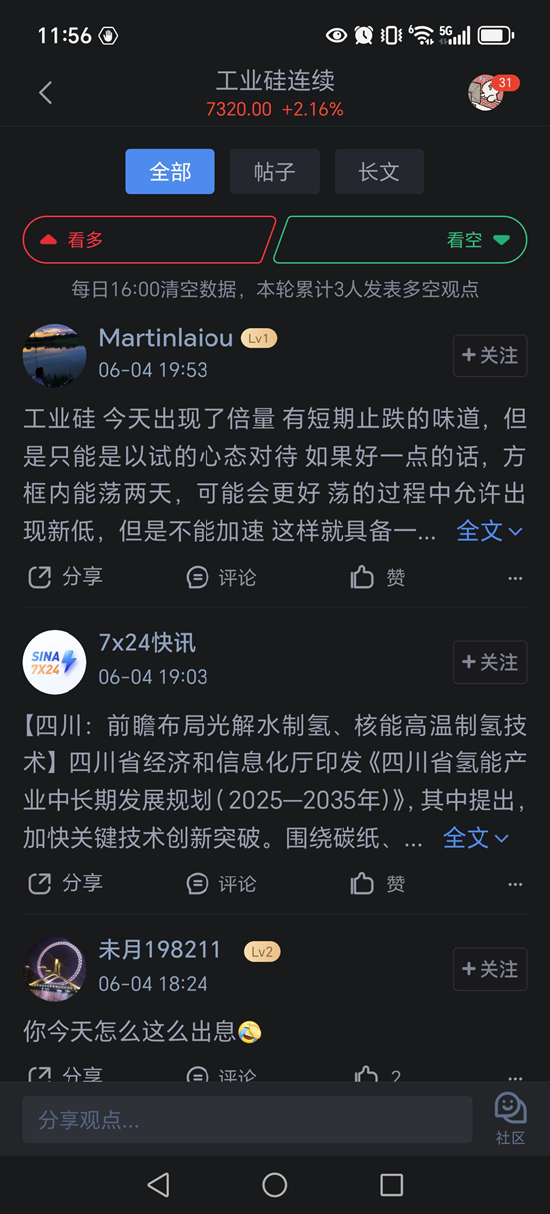 工业硅期货跌破7000后绝地反击！新浪财经APP期货社区助力投资者决策
