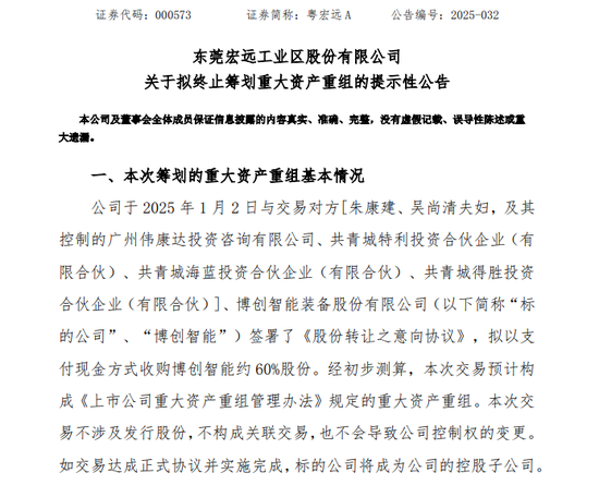 突发！000573，重大资产重组拟终止！已筹划超5个月
