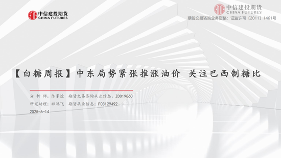 【白糖周报】中东局势紧张推涨油价 关注巴西制糖比