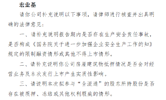 宏业基港股IPO收证监会反馈意见：是否存生产安全责任事故，是否属国家限制融资情形，房屋抵押是否影响经营