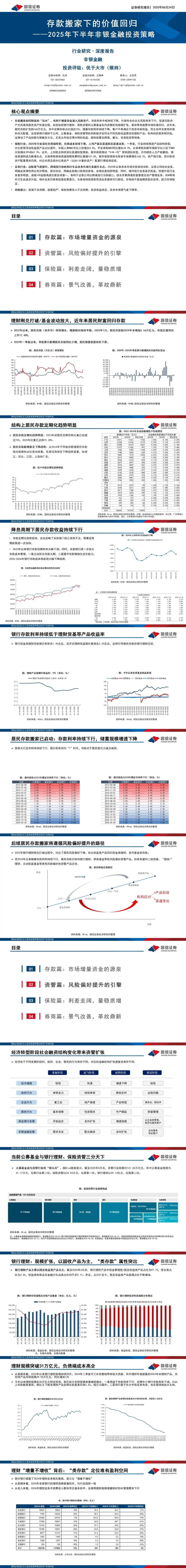 【国信非银·深度】存款搬家下的价值回归——2025年下半年非银金融投资策略