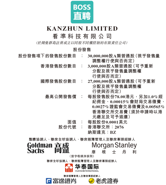 BOSS直聘招股，拟融资最高23.4亿，三年前香港上市未募资