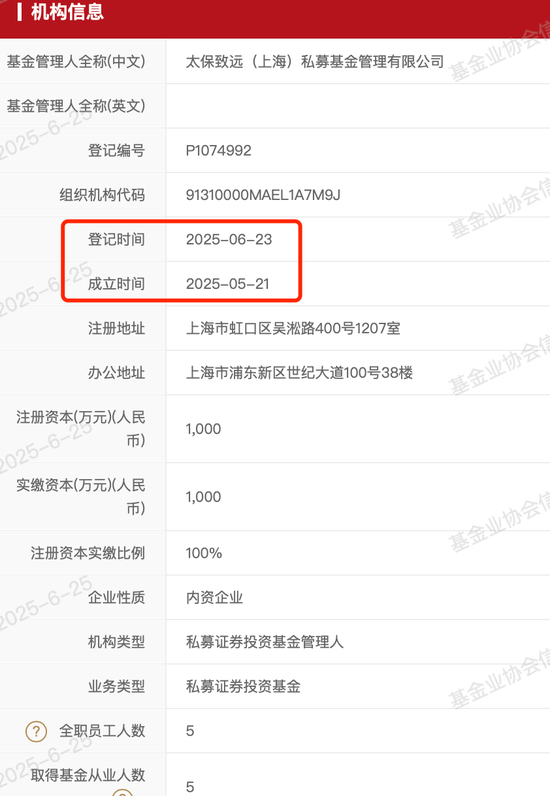 太保致远完成私募管理人备案登记