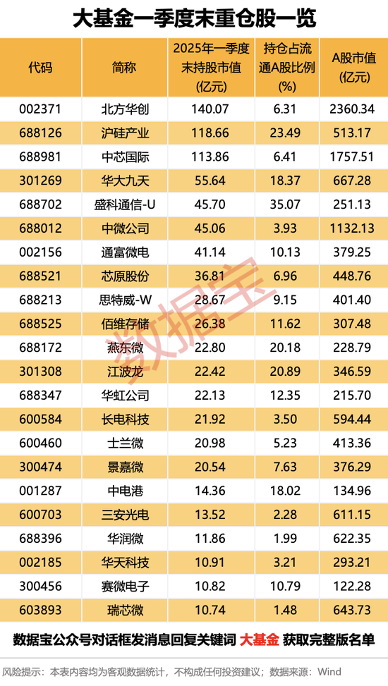大基金最新动向！一季度重仓股揭晓，多股砸出“黄金坑”