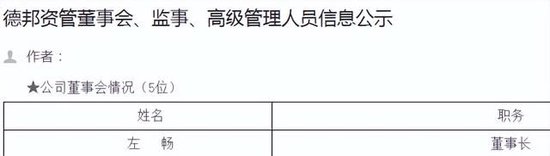 德邦证券武晓春任总经理 原总裁左畅降职到子公司去了？