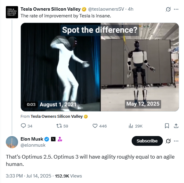 下一代擎天柱要来了？马斯克：年底会有“史诗级震撼”的演示