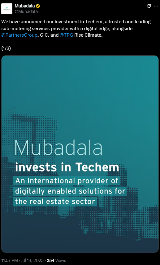 阿布扎比主权基金参与79亿美元德国Techem收购案，推动房地产减碳转型