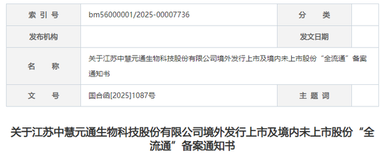 中慧生物赴香港上市，获中国证监会备案通知书