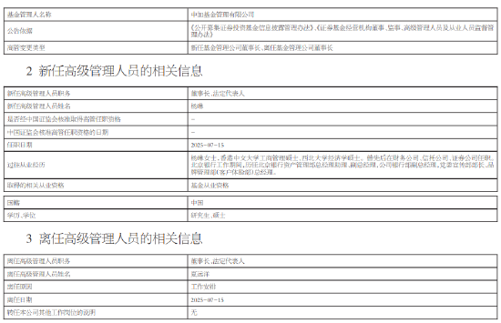 中加基金换帅：夏远洋“稳盘”收官 双硕士女将杨琳接棒能否破局？