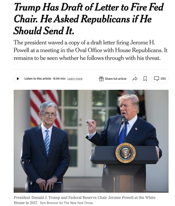 特朗普与鲍威尔矛盾升级 解雇争端外再爆一大隐忧