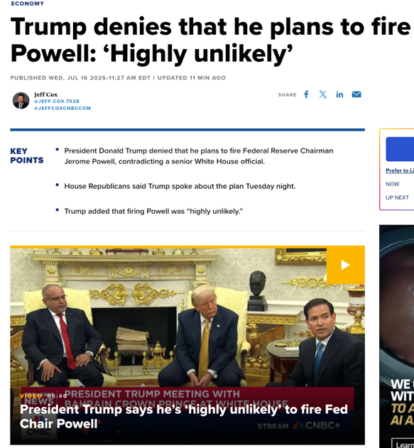 特朗普与鲍威尔矛盾升级 解雇争端外再爆一大隐忧