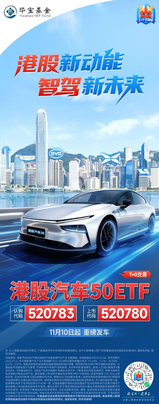 港股汽车50ETF（520783）11月10日发行，重仓龙头发车“智驾新未来”