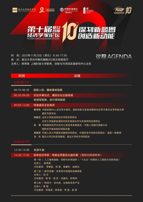 四秩经院・智擘新蓝图：2025第十届复旦首席经济学家论坛隆重启幕