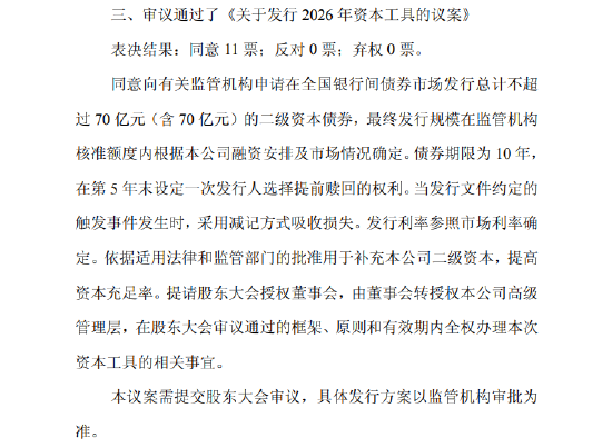 成都银行公布170亿元发债计划 含70亿元二级资本债