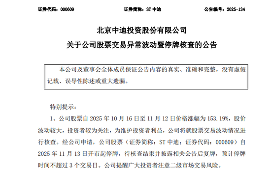 000609，停牌核查！连续19涨停！