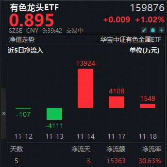 近3日狂揽1.96亿元！有色龙头ETF（159876）盘中涨近1.7%！资金为何大手笔加仓有色？后市还能再涨吗？