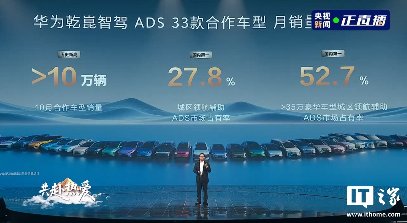 历史新高：华为乾崑智驾 ADS 的 33 款合作车型月销破 10 万