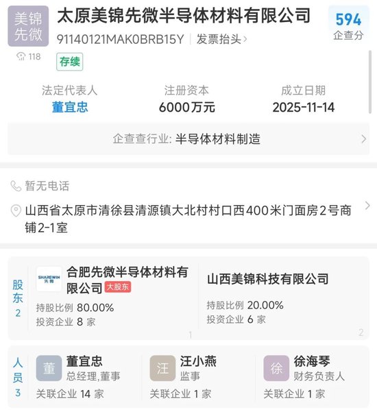 6000万！美锦能源跨界成立半导体公司